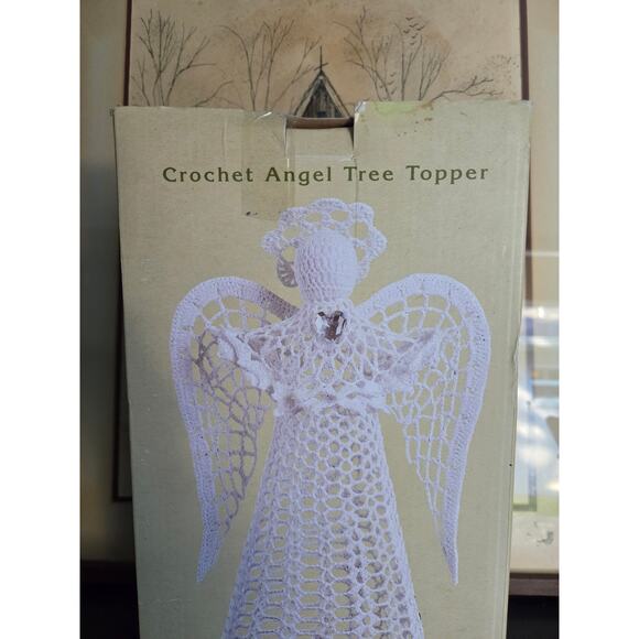 Cracker Barrel Crochet Angel Tree Topper 16" Christmas Holiday Decoration NIB - Picture 3 of 8